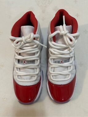 Jordan Kids Red and White Retro High-Top Sneakers